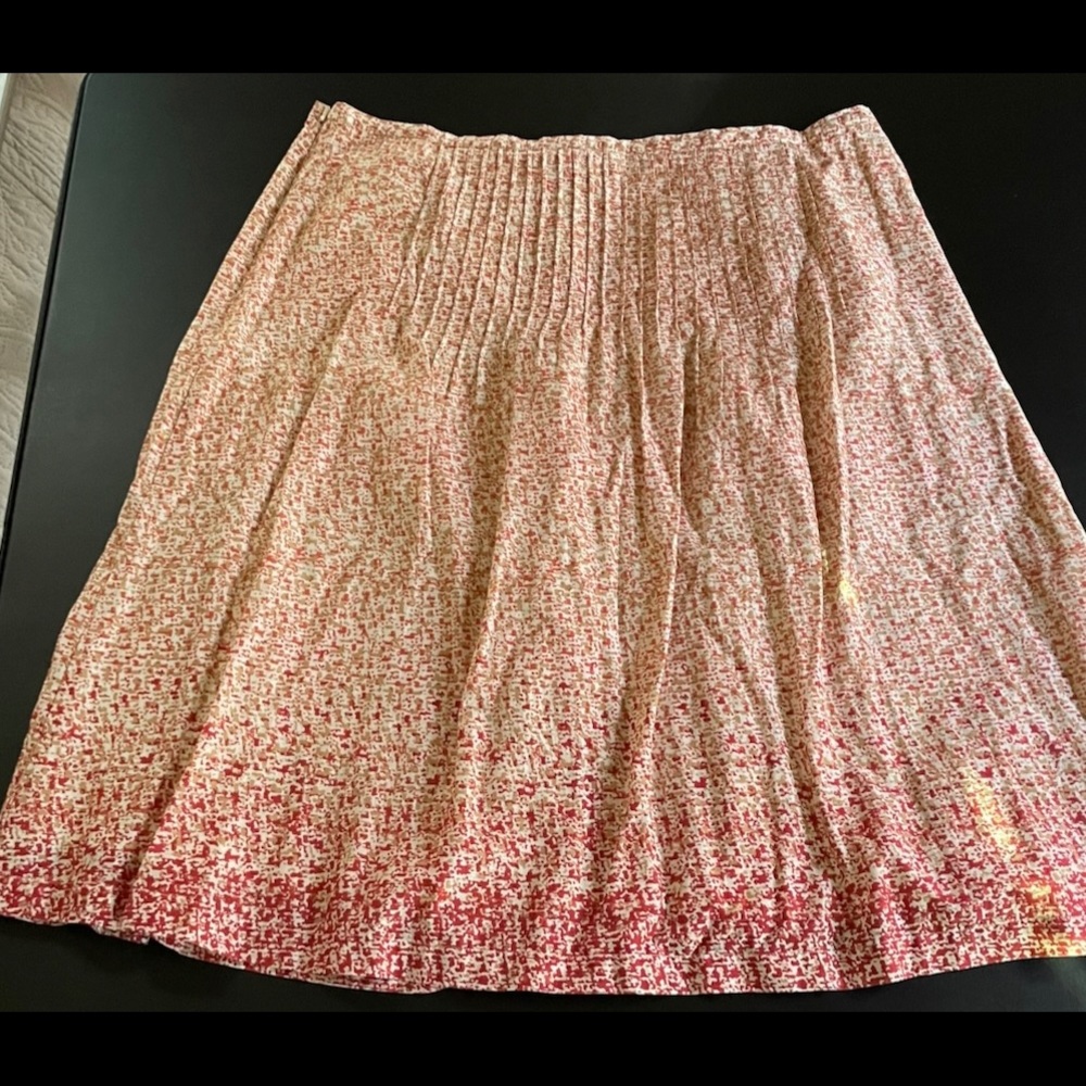 EDDIE BAUER WOMENS COTTON ORANGE AND TAN STITCHED PLEATED SKIRT SIZE 16